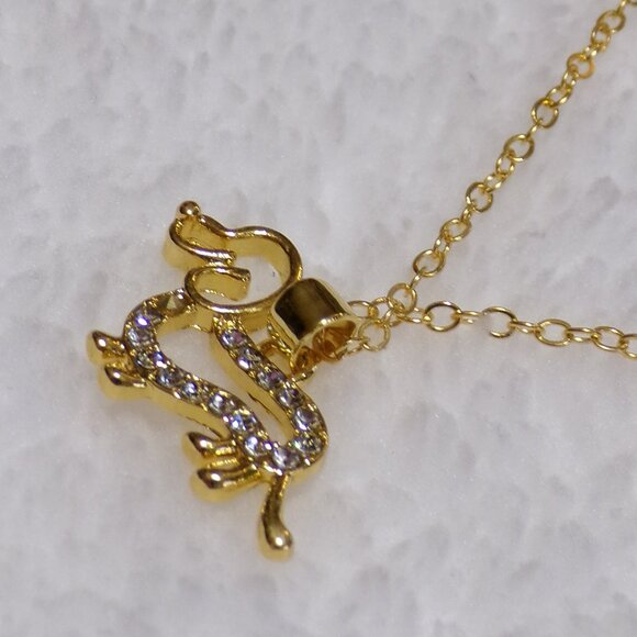 Gold Dachshund 18" Necklace Rhinestone Girls Hot Dog Doxie - Picture 4 of 6